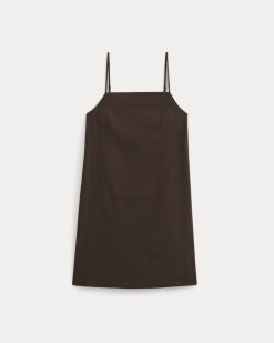 Alternative view of Mini Shift Dress in Stretch Linen | Dark Brown