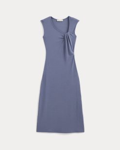 Alternative view of Knit Asymmetrical Midi Dress | Blue Dusk