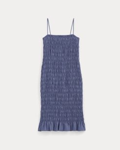Alternative view of The Smocked Column Dress | Blue Dusk