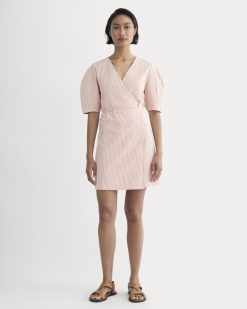 The Seersucker Mini Wrap Dress | Soft Orange