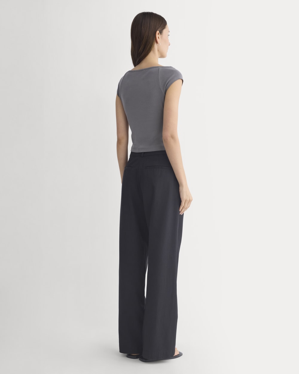 Boatneck Cap-Sleeve Top in Butterknit | Charcoal Grey - Image 5
