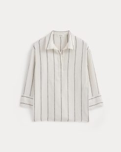 Alternative view of Popover Shirt in Linen | Gardenia/Meteorite