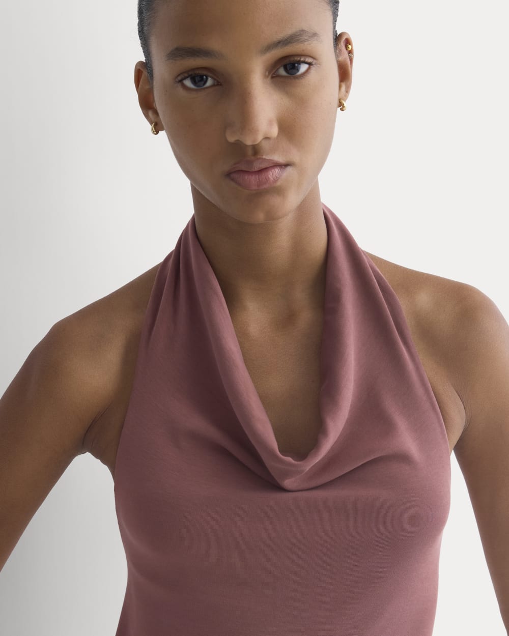 Halter Cowlneck Top in Butterknit | Washed Henna - Image 4