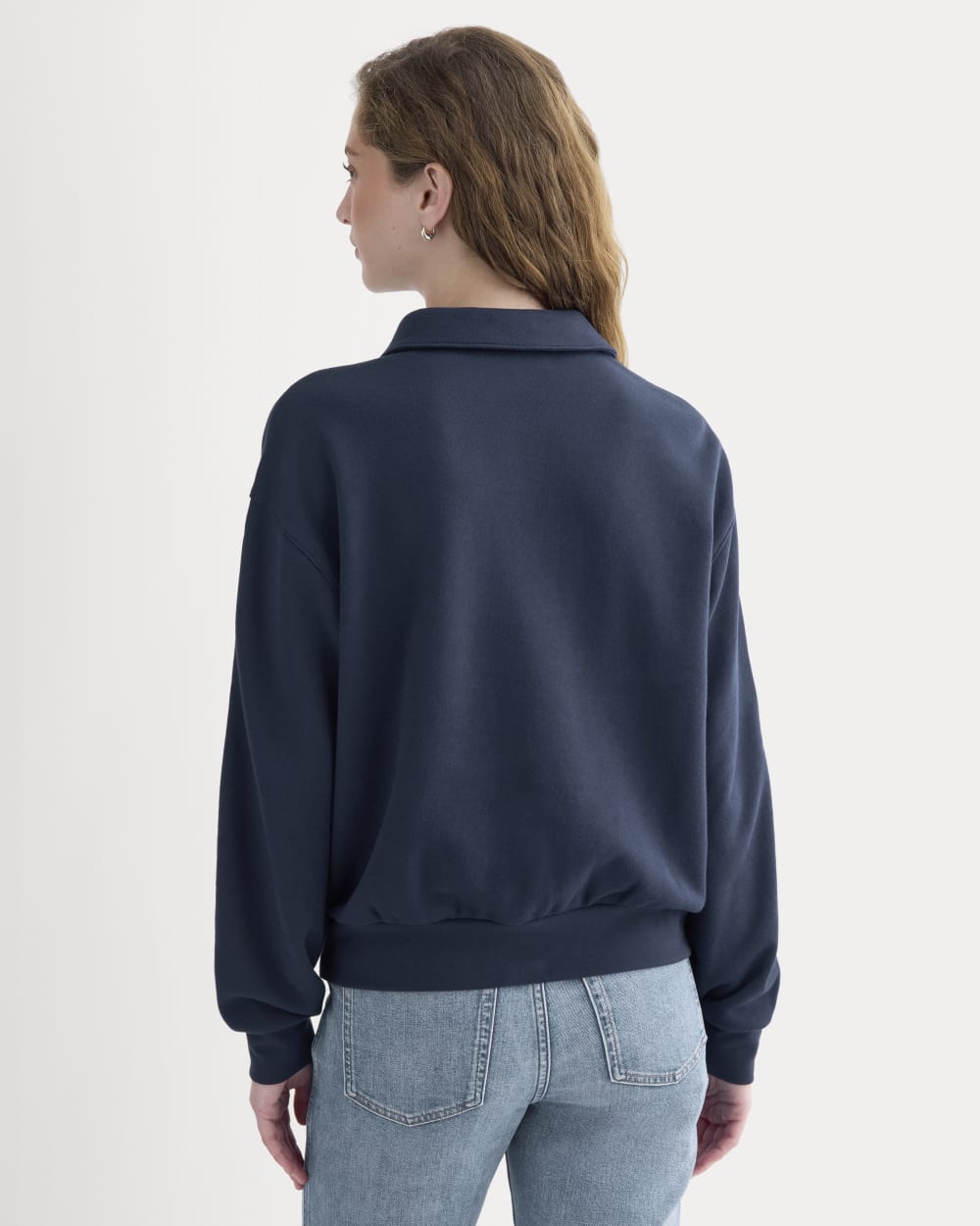 Lightweight Terry Polo Sweatshirt | Navy - Image 5