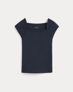 Alternative view of RetroSoft Cotton Square-Neck Tee | Navy