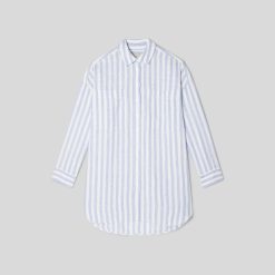 Alternative view of The Way-Long Linen Shirt | Blue / White