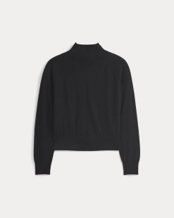 Alternative view of Mockneck Sweater In Ultrafine Merino | Black