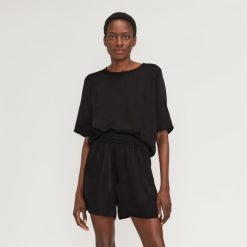 The Satin Relaxed Tee | Black