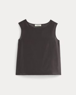 Alternative view of Sleeveless Top in Cotton-Silk Organza | Dark Chocolate