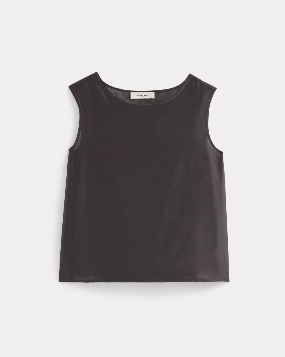 Sleeveless Top in Cotton-Silk Organza | Dark Chocolate - Image 2