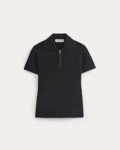 Alternative view of Knit Quarter-Zip Polo | Black