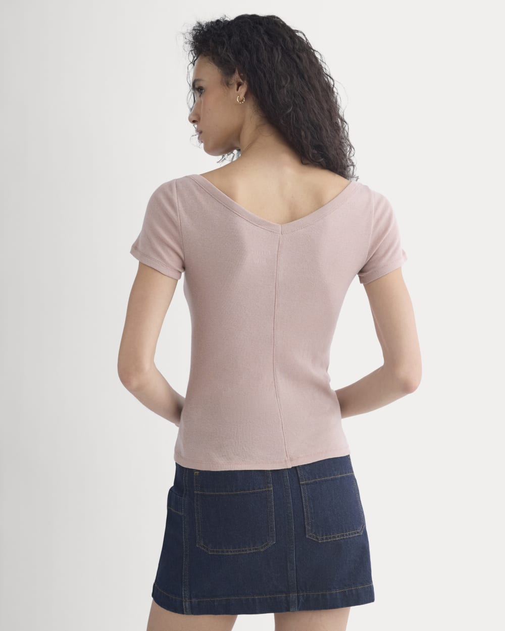 Tissue Short-Sleeve V-Neck Top | Dusty Rose - Image 6