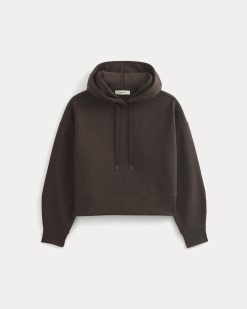 Alternative view of Cropped Luxe Fleece Hoodie | Dark Chocolate