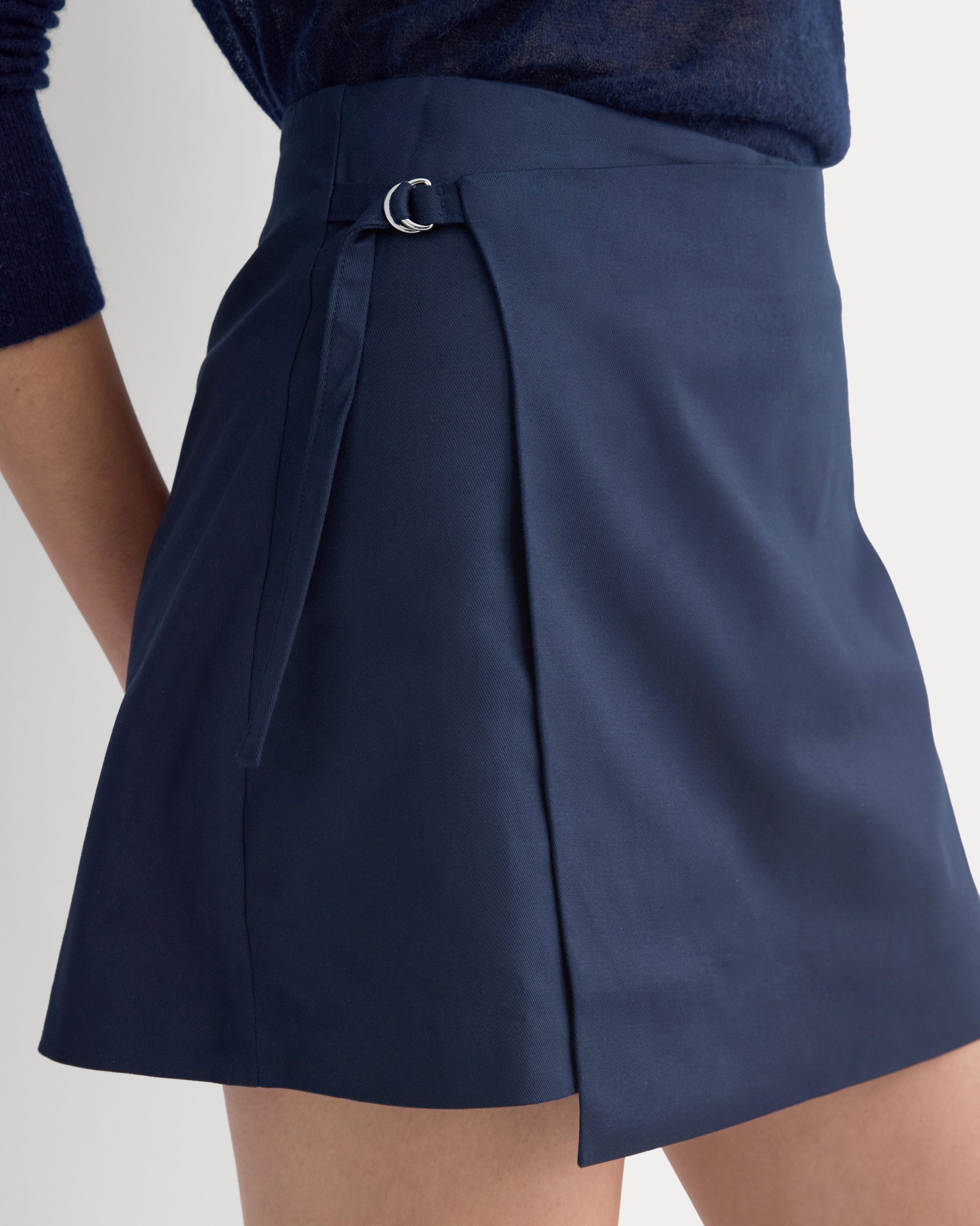 Tailored Drape Mini Skort | Navy - Image 3