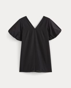 Alternative view of Bubble-Sleeve Mini Dress in Cotton Silk Voile | Black
