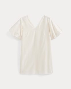 Alternative view of Bubble-Sleeve Mini Dress in Cotton Silk Voile | Bone