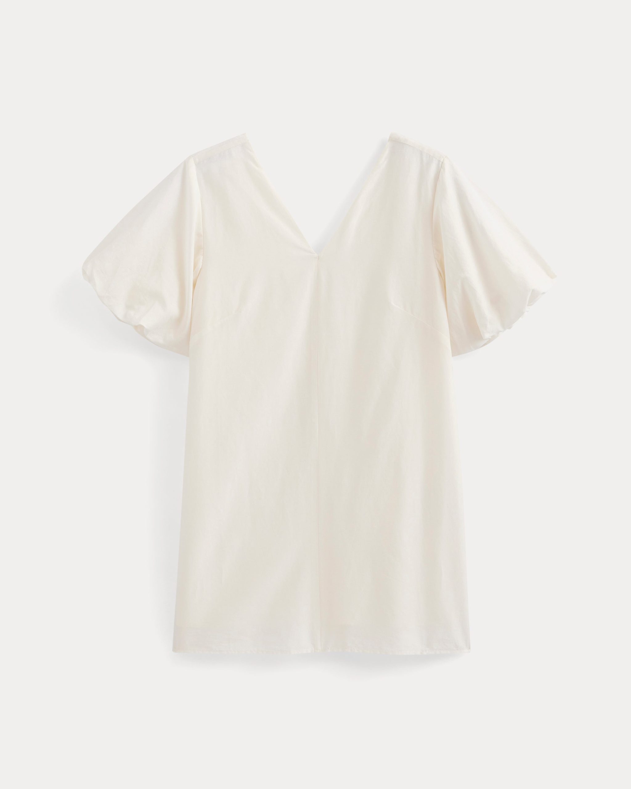 Bubble-Sleeve Mini Dress in Cotton Silk Voile | Bone - Image 2