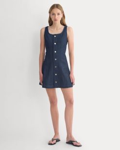 Denim Button-Front Mini Dress | Tungsten Rinse