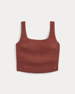 Alternative view of Square Tank in Stretch Linen | Henna Red