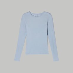 Alternative view of The Pima Micro-Rib Long-Sleeve Crew | Mist