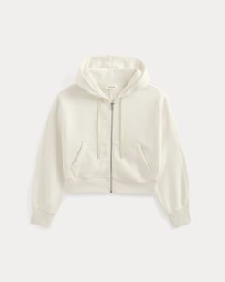 Alternative view of Luxe Fleece Full-Zip Cropped Hoodie | Bone