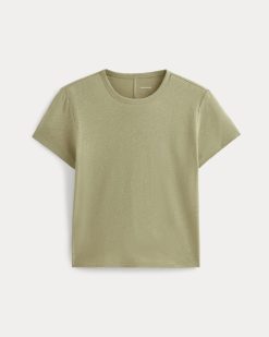 Alternative view of The Box-Cut Tee in Cotton Linen | Eucalyptus