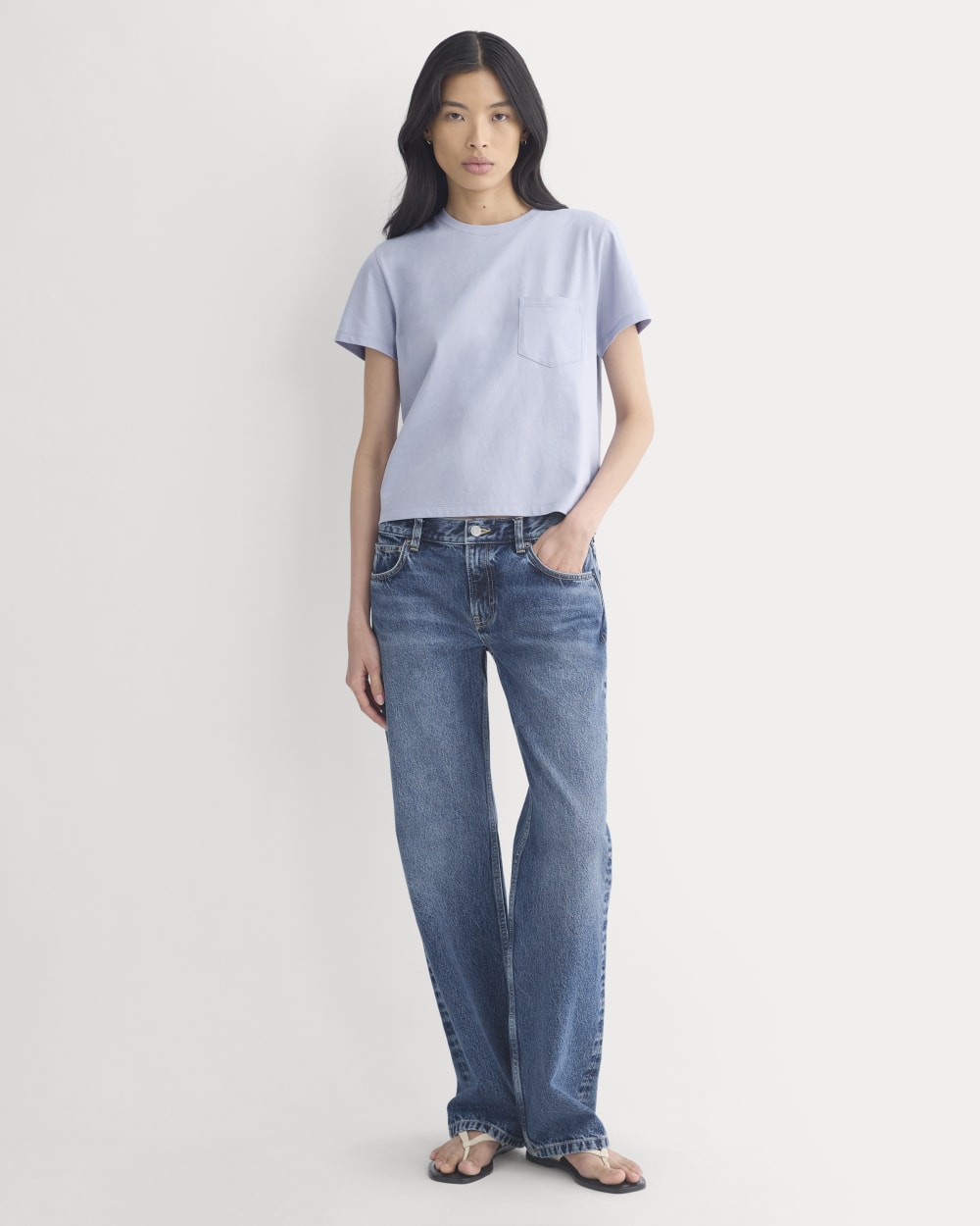 The Box-Cut Tee in Essential Cotton | Aleutian | Pocket - Image 3
