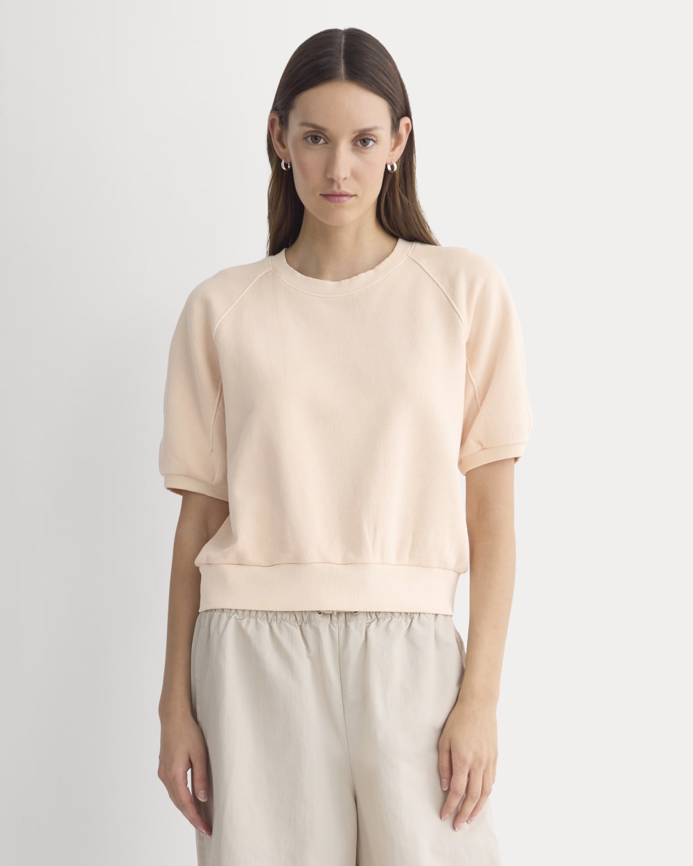 Lightweight Terry Blouson Short-Sleeve Crew | Pale Peach