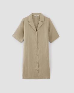 Alternative view of The Shirtdress in Linen | Trench Coat Khaki
