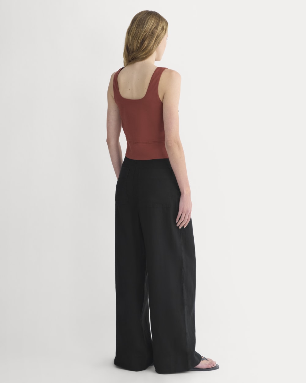 Square Tank in Stretch Linen | Henna Red - Image 5