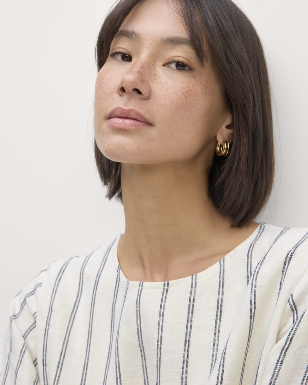 The Linen A-Line Midi Dress | Bone/Navy - Image 3