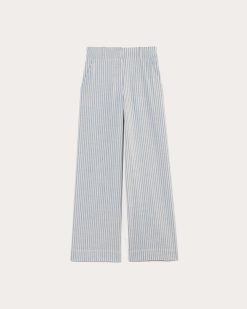 Alternative view of The Wide-Leg Pant in Stretch Linen | Bluebell / Bone