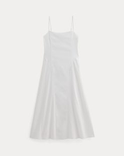 Alternative view of The Seamed Dress in Stretch Linen | White
