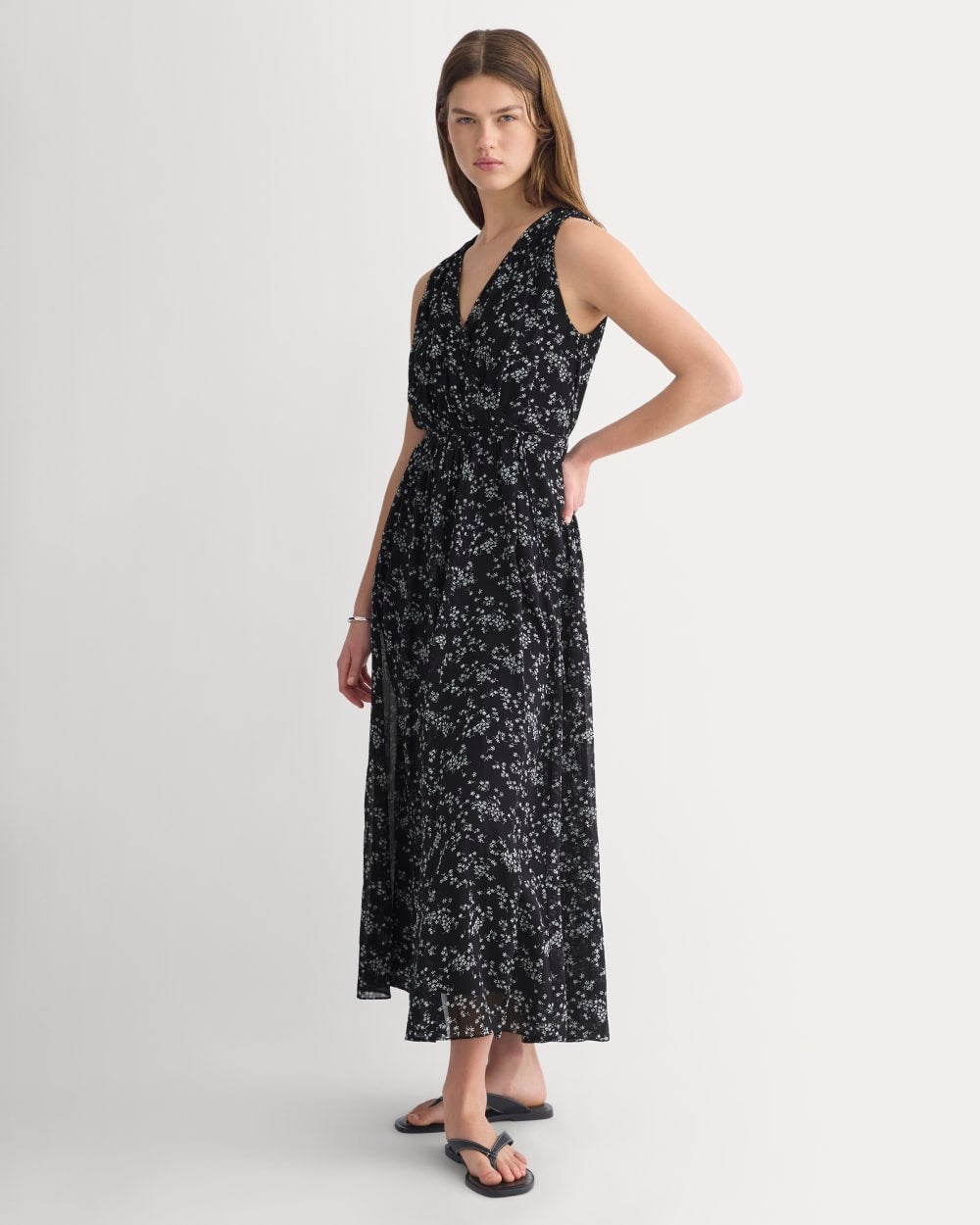 Maxi Dress in Silk Georgette | Floral/Black