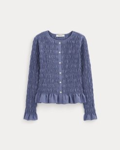 Alternative view of The Smocked Cardigan | Blue Dusk