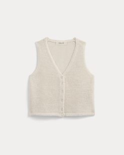 Alternative view of Button-Front Tank in Tape Yarn | Bone