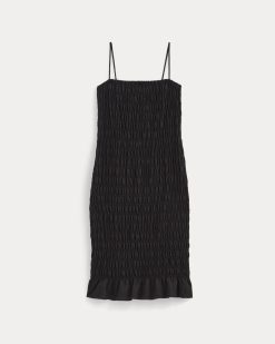 Alternative view of The Smocked Column Dress | Black