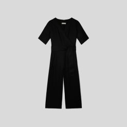 Alternative view of The Wrap Jumpsuit in Linen | Black