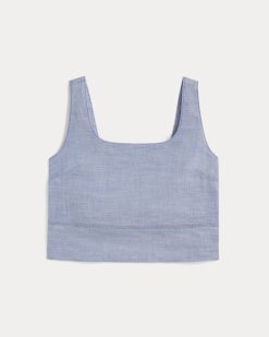 Alternative view of The Square Tank in Stretch Linen | Chambray