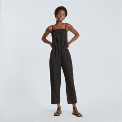 Alternative view of The Linen Shoestring Jumpsuit | Black