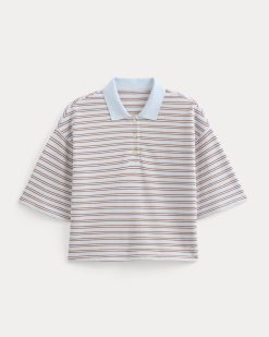 Alternative view of Pique Boxy Polo | Skywriting/Henna/Gardenia