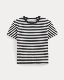 Alternative view of The Box-Cut Tee in Essential Cotton | Black / Bone | No Pocket