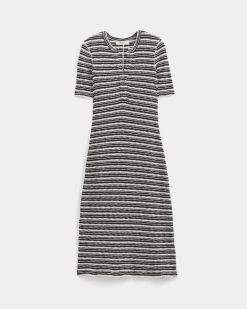 Alternative view of The Rib-Knit Henley Dress | Bone / Black