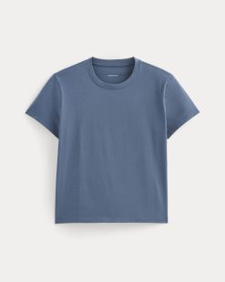 Alternative view of The Box-Cut Tee in Essential Cotton | Faded Navy | No Pocket