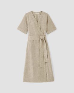 Alternative view of The Wrap Dress in Linen | Cornstalk Chambray