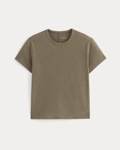 Alternative view of The Box-Cut Tee in Cotton Linen | Deep Taupe