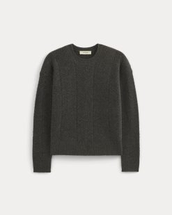 Alternative view of Cashmere Herringbone Sweater | Heather Charcoal