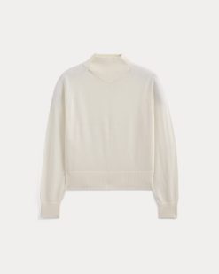 Alternative view of Mockneck Sweater In Ultrafine Merino | Bone