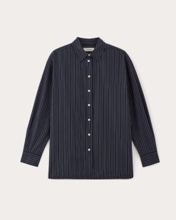 Alternative view of The Supima® Cotton Boyfriend Shirt | Navy / White
