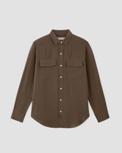 Alternative view of The Utility Shirt in Washable Silk | Cocoa